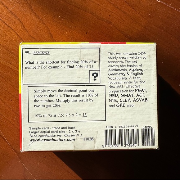 Exambusters New SAT Study Cards - Arithmetic, Algebra I, Geometry and Vocabulary - Picture 5 of 6